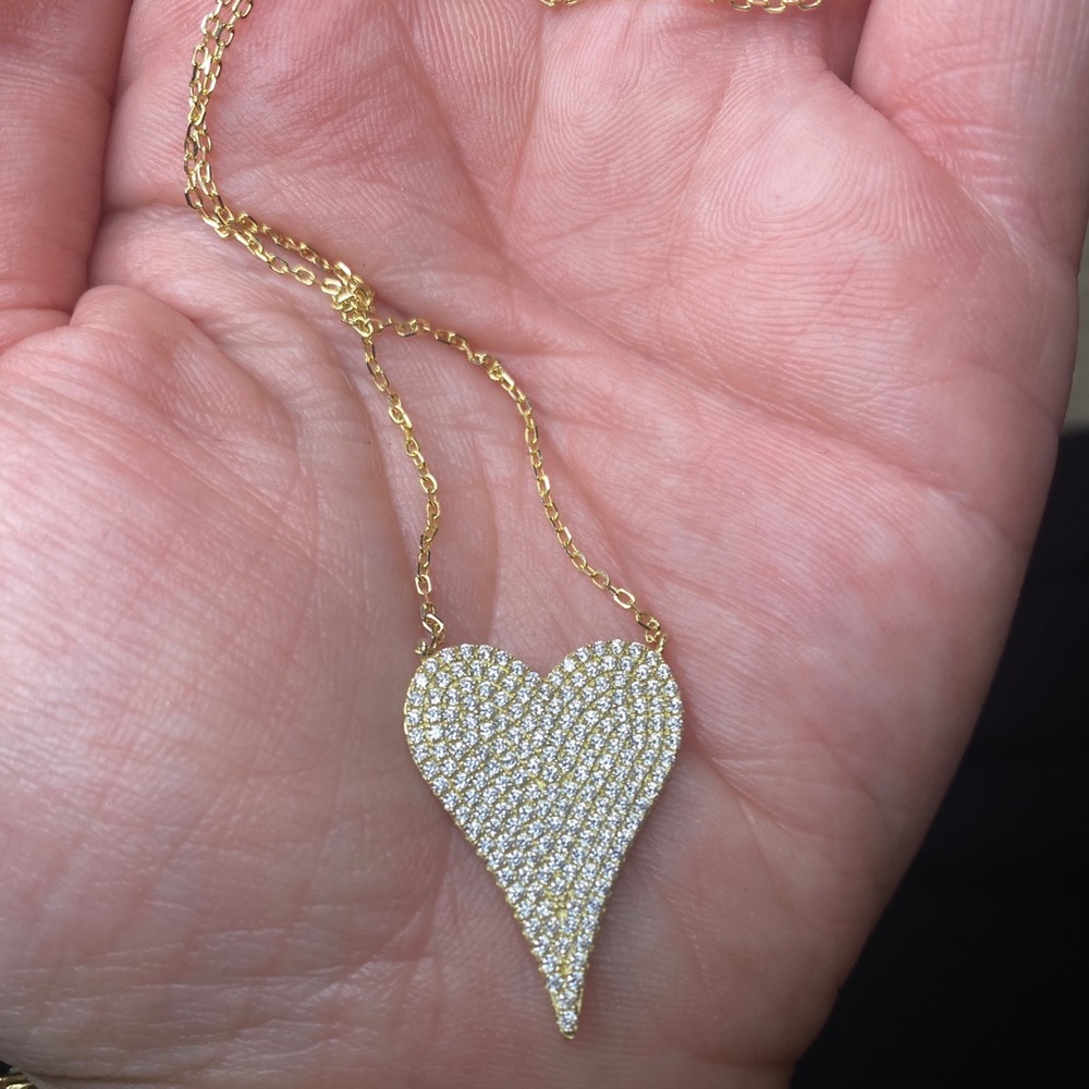 Cz pave heart necklace